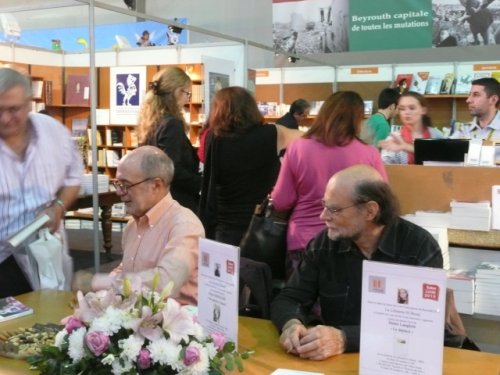 Pierre Assouline et Denis Langlois au Salon du Livre francophone de Beyrouth, 2012.